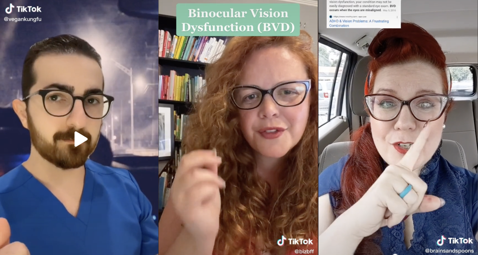 A TikTok screenshot about binocular dysfunction.