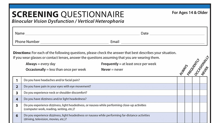 A screening questionaire